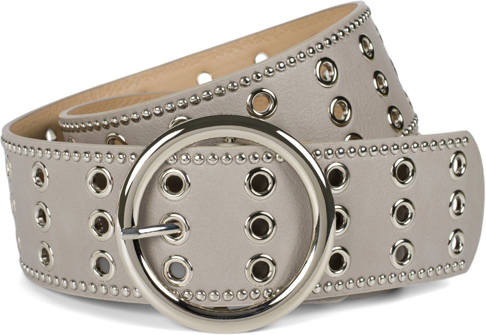 styleBREAKER Nietengürtel Breiter Taillengürtel mit Lochnieten günstig online kaufen
