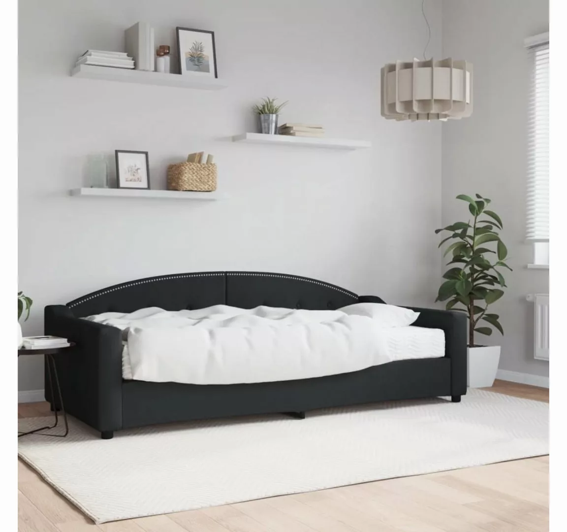 furnicato Bett Tagesbett mit Matratze Schwarz 90x200 cm Stoff (1-tlg) günstig online kaufen