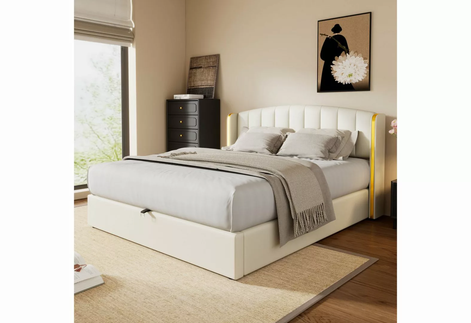 BlingBin Polsterbett hydraulisches Bett (160*200cm, ohne Matratze), goldger günstig online kaufen