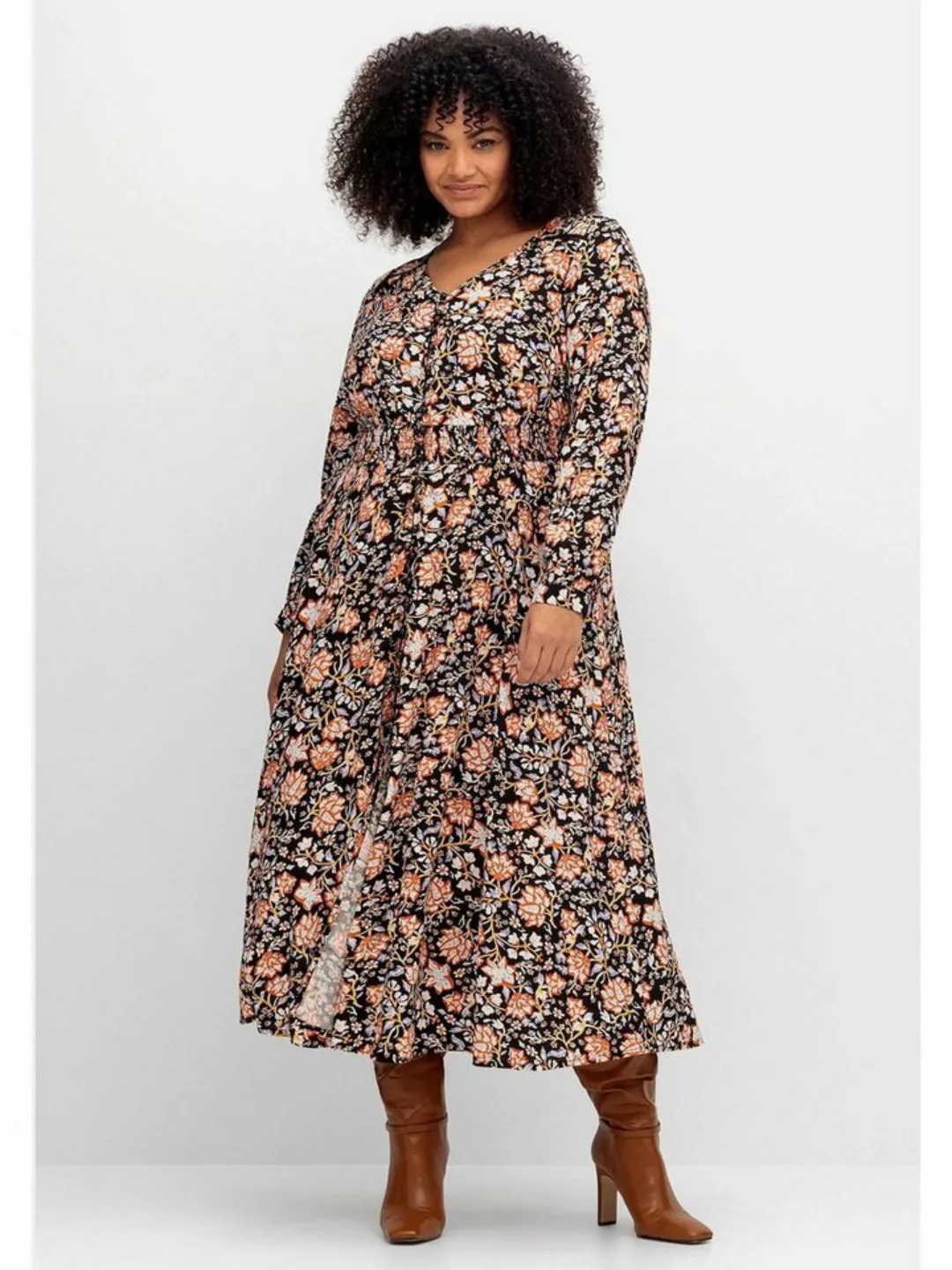 sheego by Joe Browns Maxikleid "Große Größen", mit Blumenprint und gesmokte günstig online kaufen