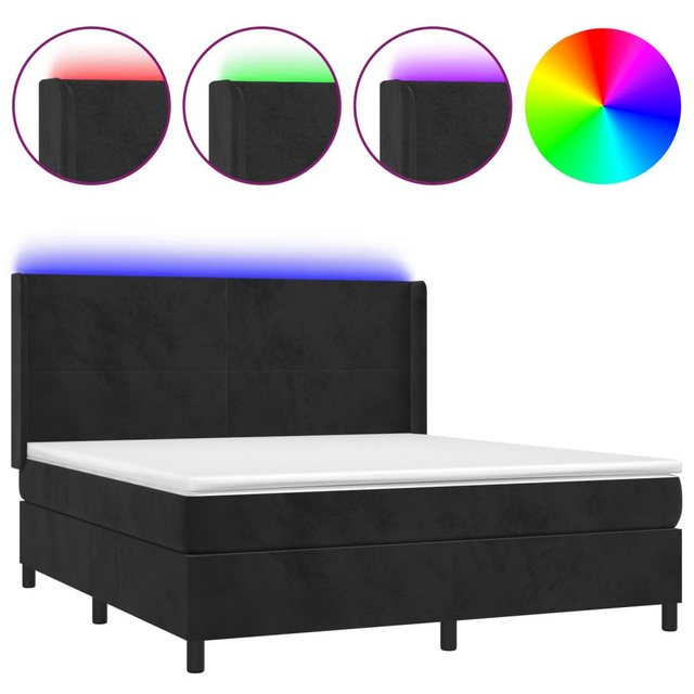 vidaXL Boxspringbett Boxspringbett mit Matratze und LED Samt (180 x 200 cm, günstig online kaufen