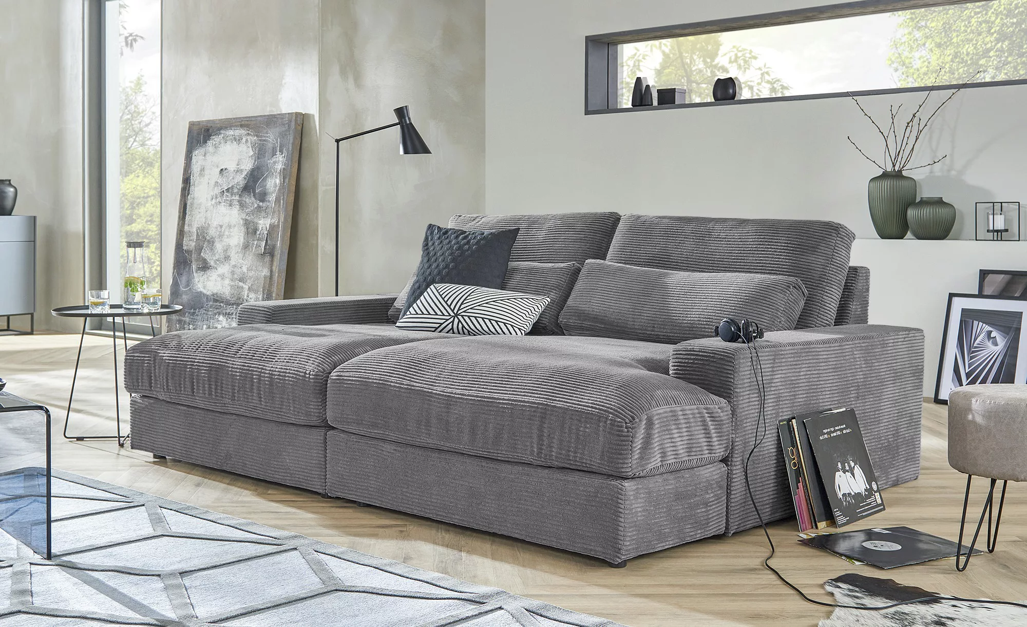 Lounge Sofa  Branna ¦ grau ¦ Maße (cm): B: 232 H: 88 T: 164 Polstermöbel > günstig online kaufen