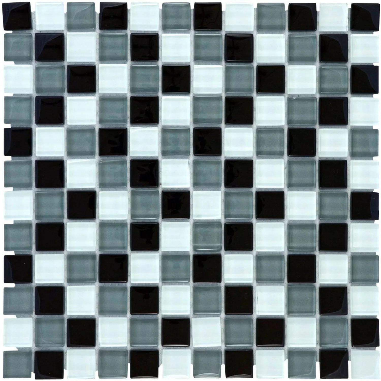 Mosaikmatte Glas Schwarz Grau Weiß 30 cm x 30 cm günstig online kaufen