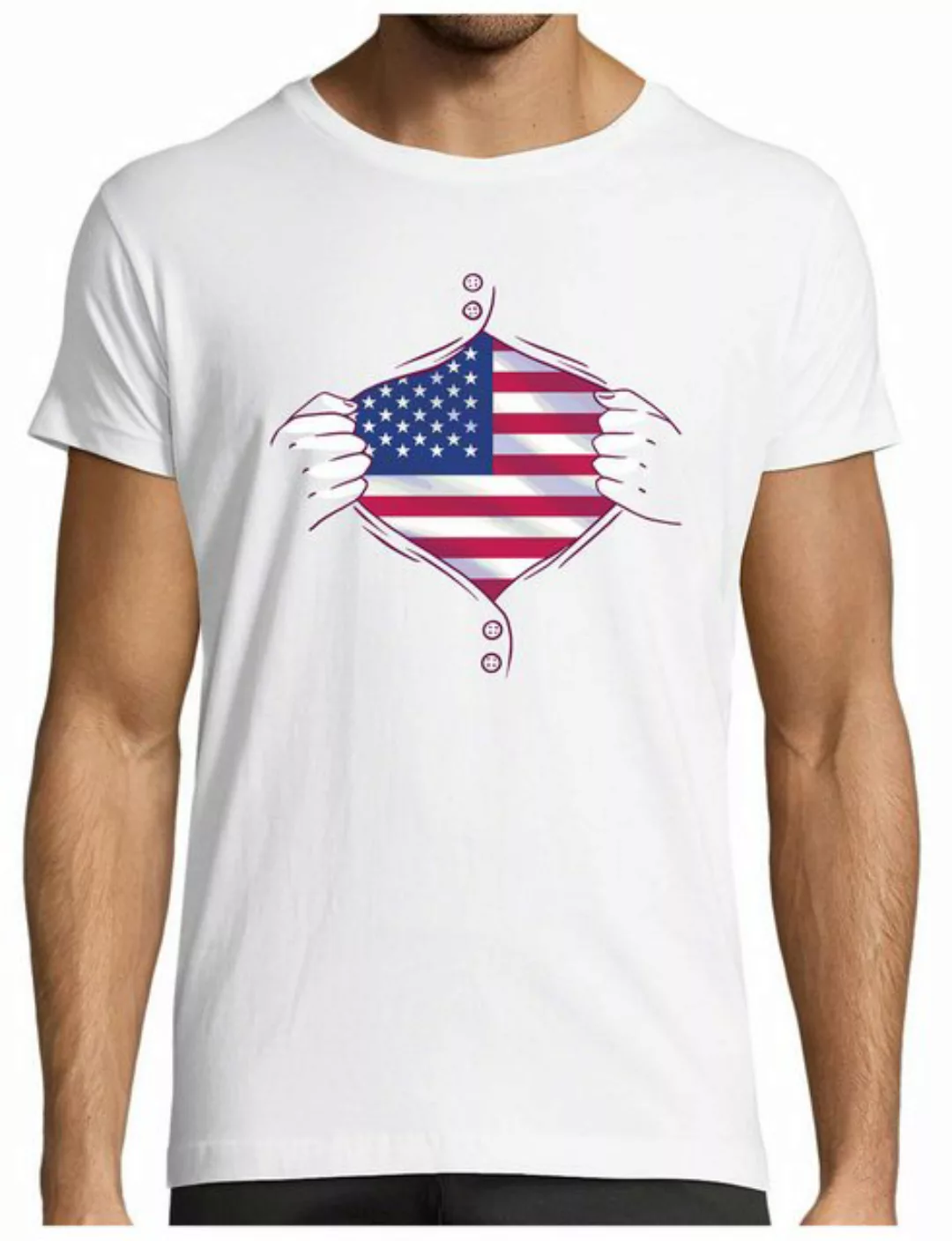 MyDesign24 T-Shirt Herren Print Shirt - Patriotisches USA Brustprint Baumwo günstig online kaufen