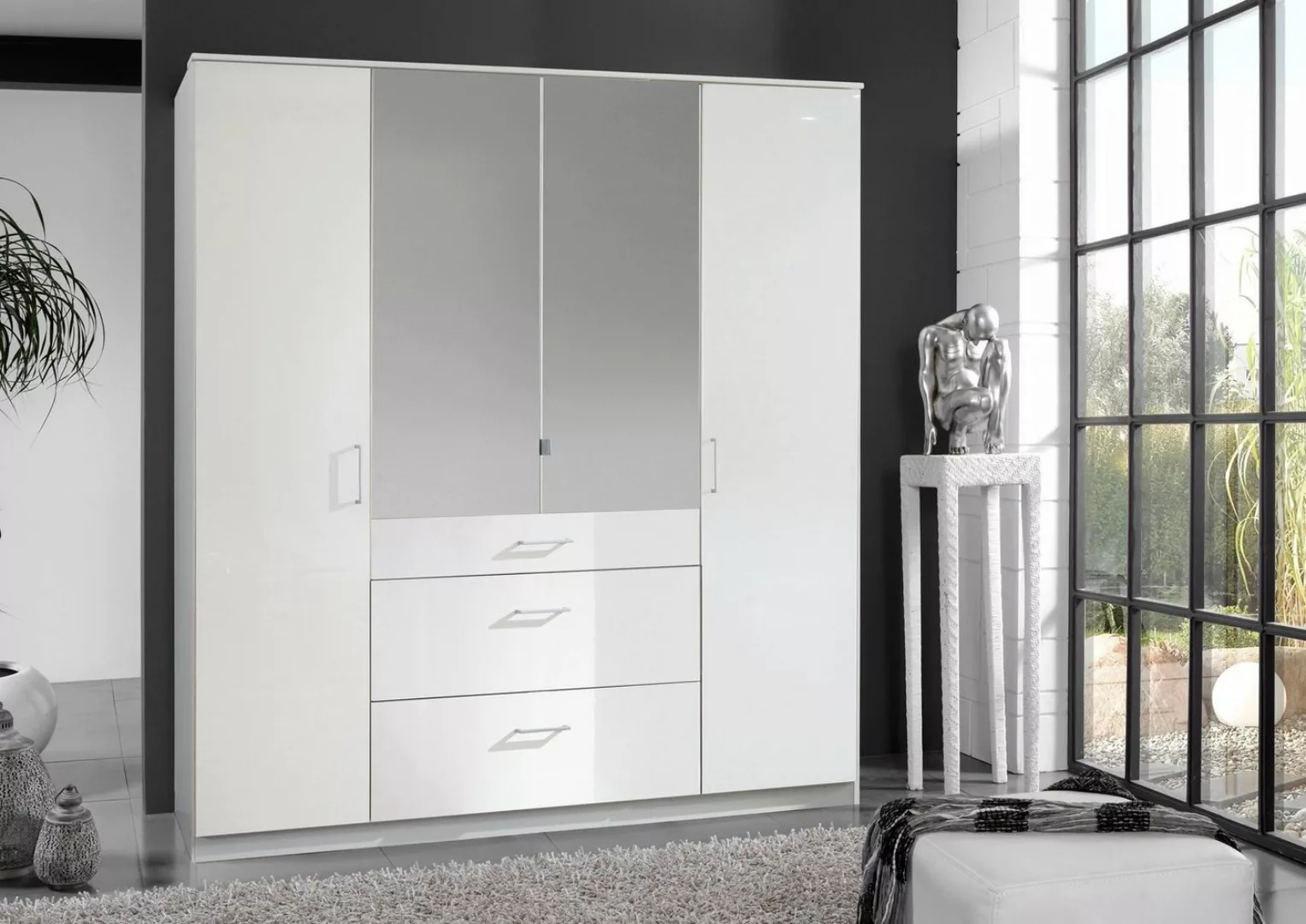 freiraum Drehtürenschrank Clack in HOCHGLANZ LACK WEISS - 179x199x58cm (BxH günstig online kaufen