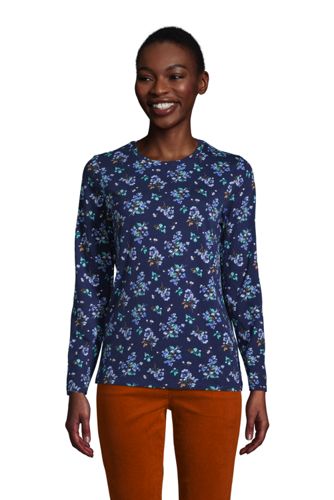 Supima-Shirt, Langarm, Damen, Größe: 48-50 Normal, Blau, Baumwolle, by Land günstig online kaufen