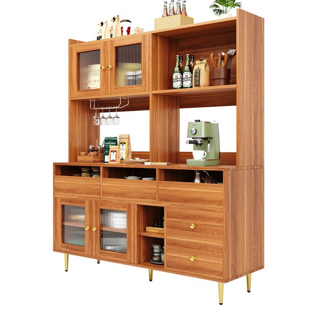 MODFU Hochschrank mit Glastür (Highboard,Vitrine,Barschrank, 1-St., mit Wei günstig online kaufen