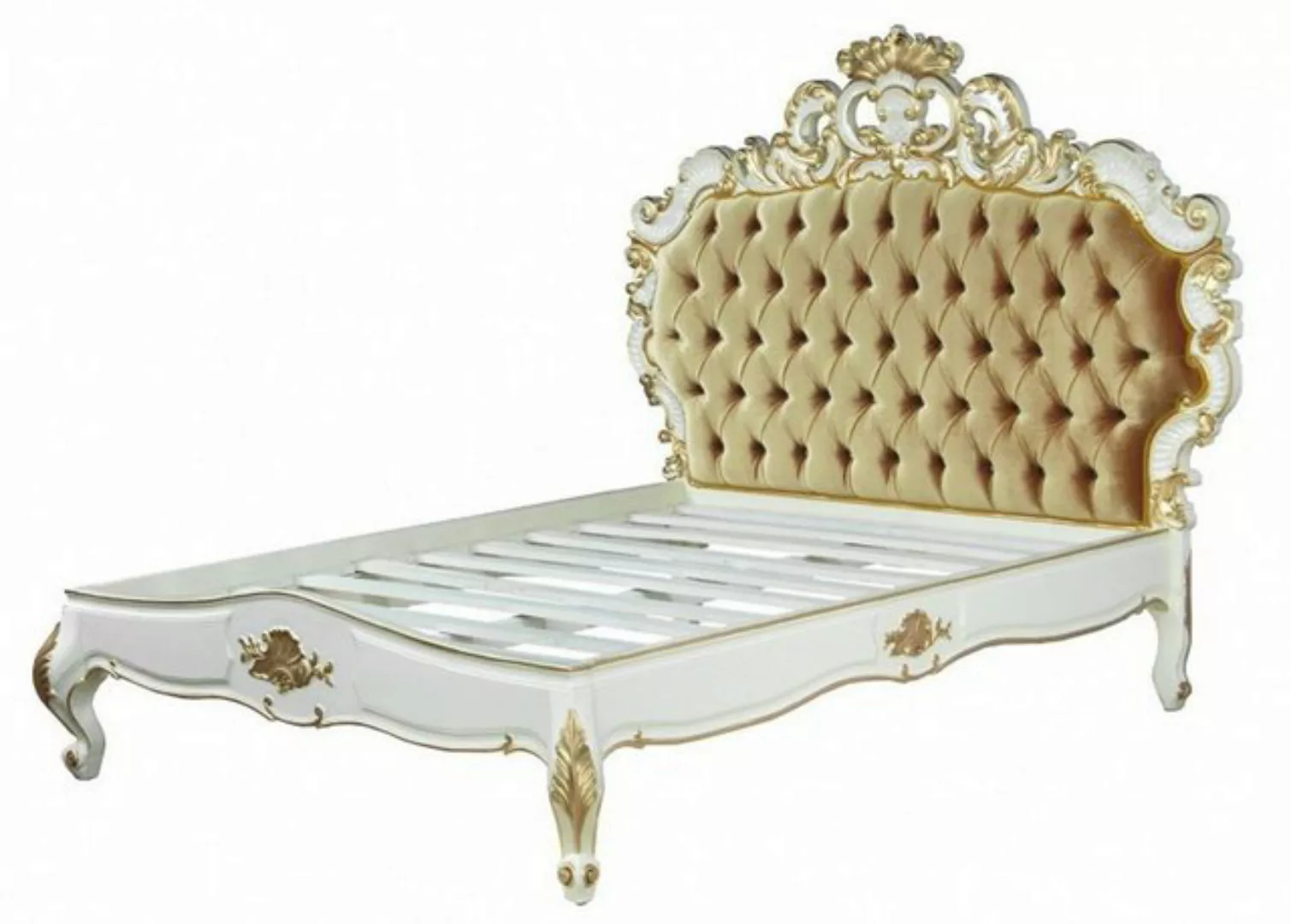 Casa Padrino Bett Bett Venice Superior Weiß / Gold Samtstoff 180 x 200 cm a günstig online kaufen
