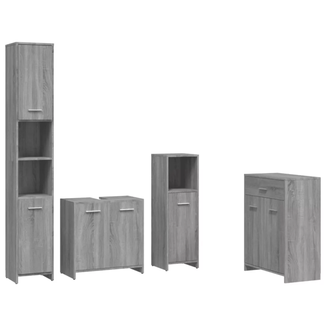 Vidaxl 4-tlg. Badmöbel-set Grau Sonoma Holzwerkstoff günstig online kaufen