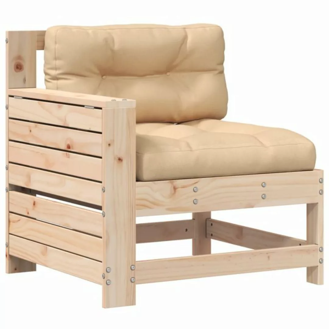 vidaXL Sofaelement Gartensofa mit Armlehne und Kissen Massivholz Kiefer (1 günstig online kaufen