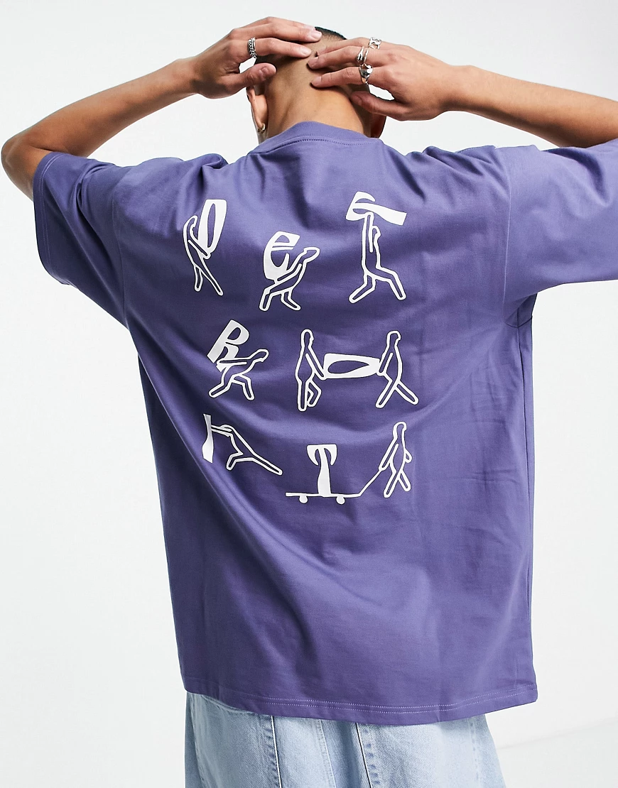 Carhartt WIP – Removals – T-Shirt in Lila mit Umzug-Prints günstig online kaufen