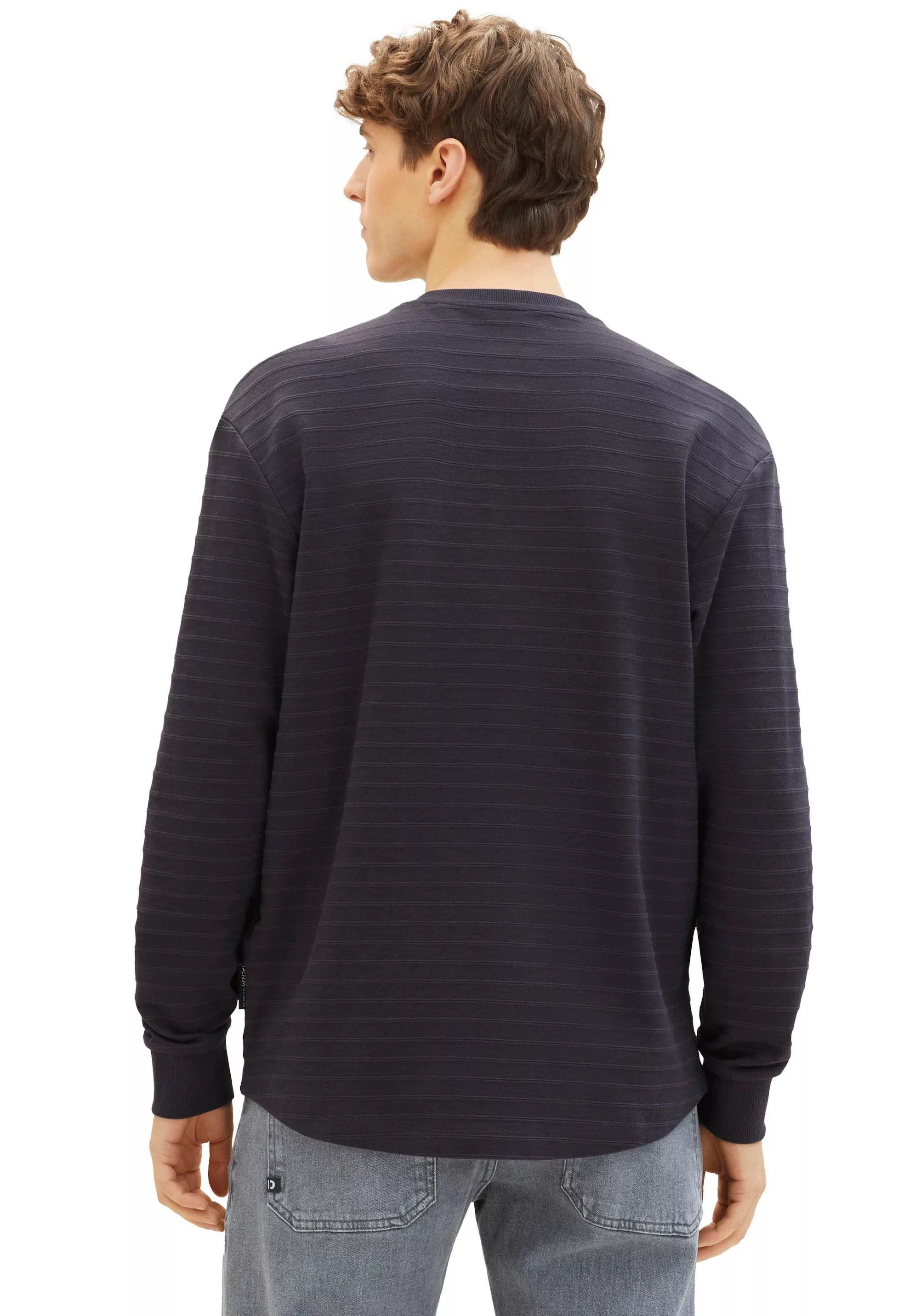 TOM TAILOR Denim Rundhalsshirt, in Struktur-Optik und aus reiner Baumwolle günstig online kaufen