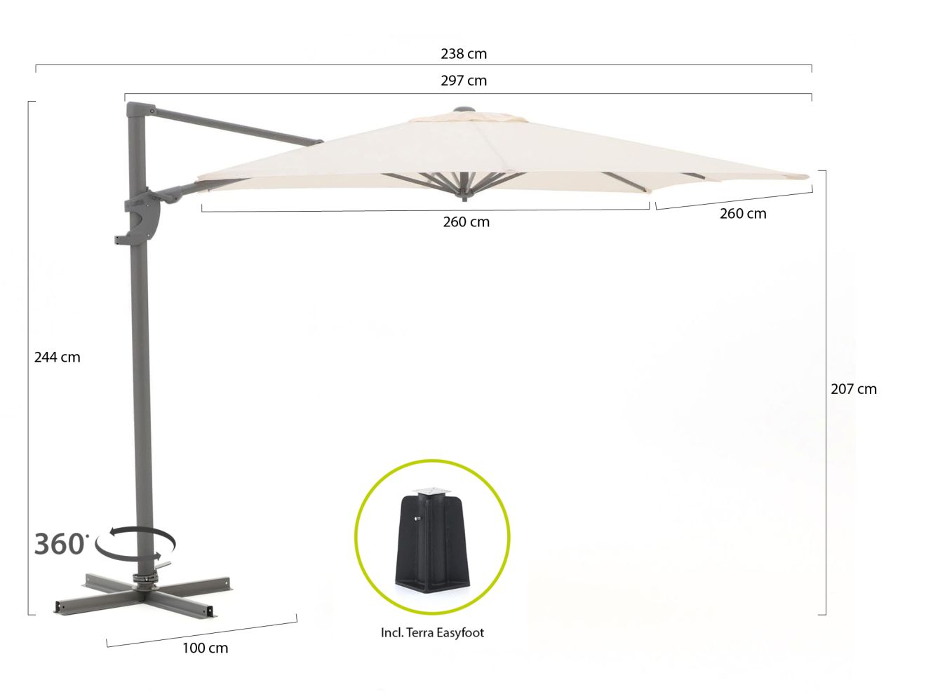 Shadowline Francisco Ampelschirm 260x260 cm günstig online kaufen