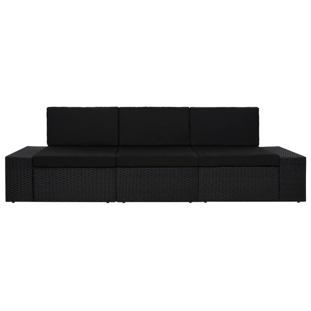 Modulares 3-sitzer-sofa Poly Rattan Schwarz günstig online kaufen