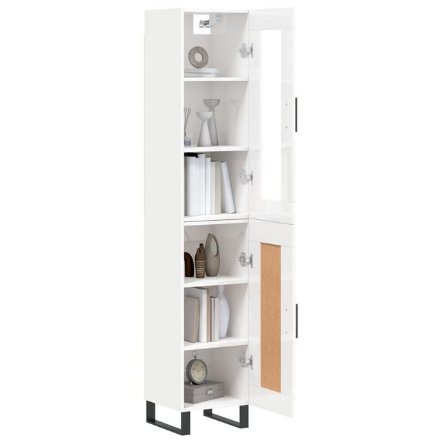 vidaXL Vitrine Highboard Hochglanz-Weiß 34,5x34x180 cm Spanplatte Glas Vitr günstig online kaufen