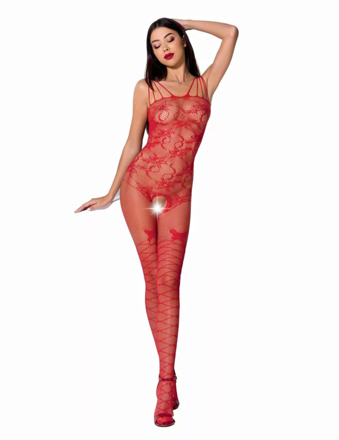 Catsuit Ouvert BS076 - sexy Bodystocking von Passion Dessous S/L Rot günstig online kaufen