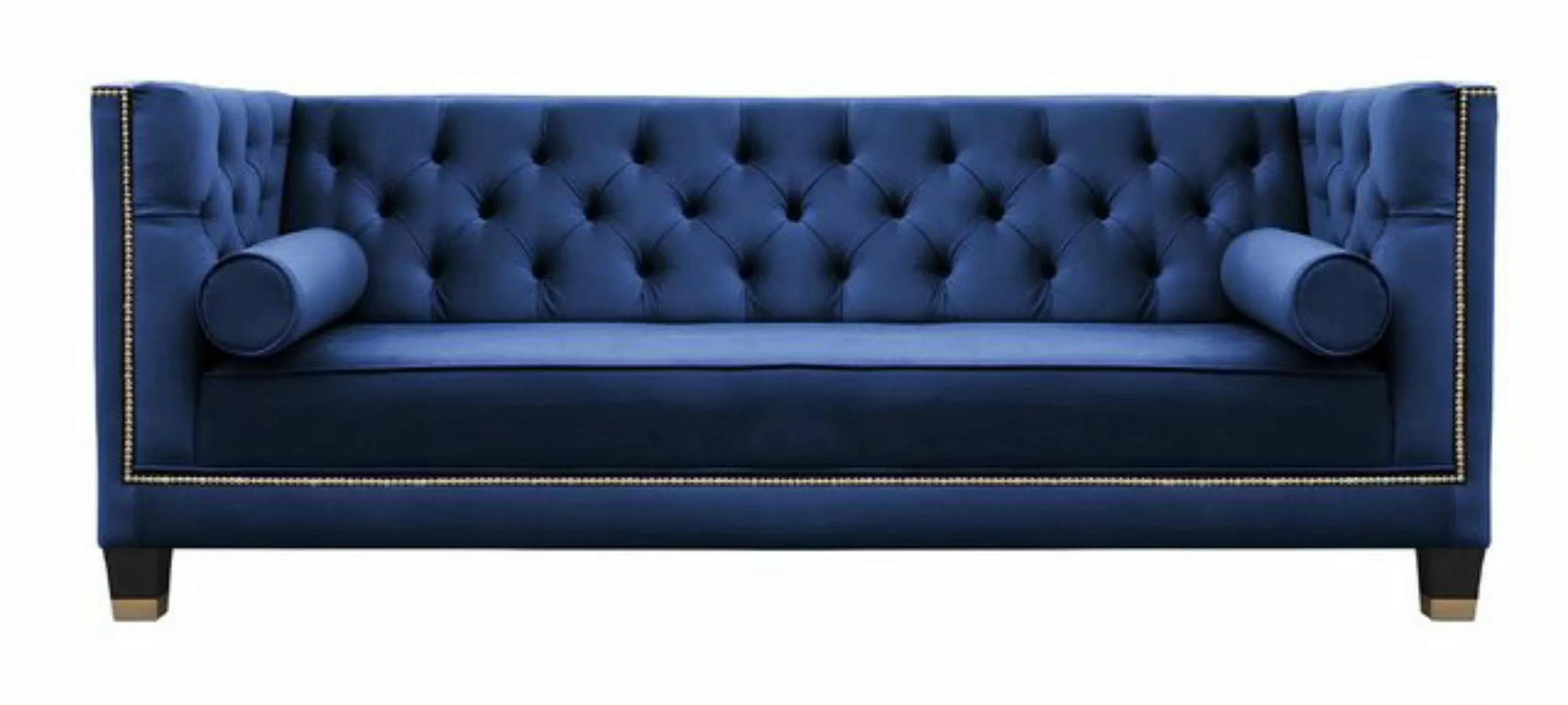 Xlmoebel 3-Sitzer Dreisitzer Chesterfield Wohnzimmer Couch in Blau mit Stof günstig online kaufen