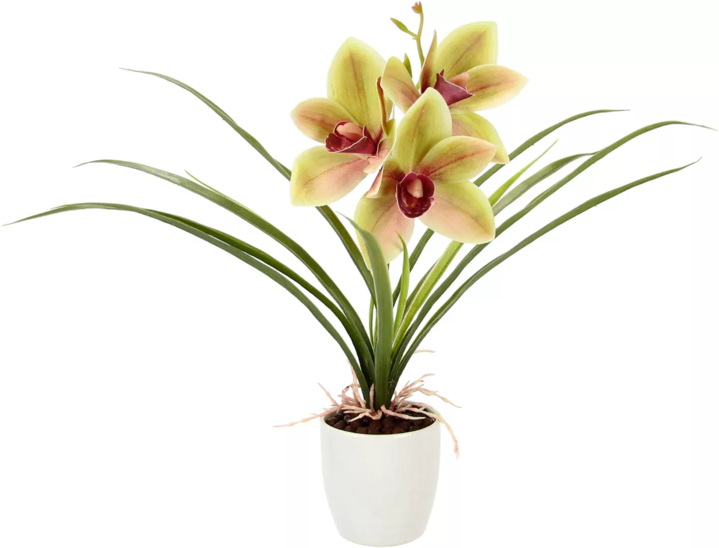 I.GE.A. Kunstblume "Orchidee", Mit Blätter im Topf aus Keramik Künstliche B günstig online kaufen