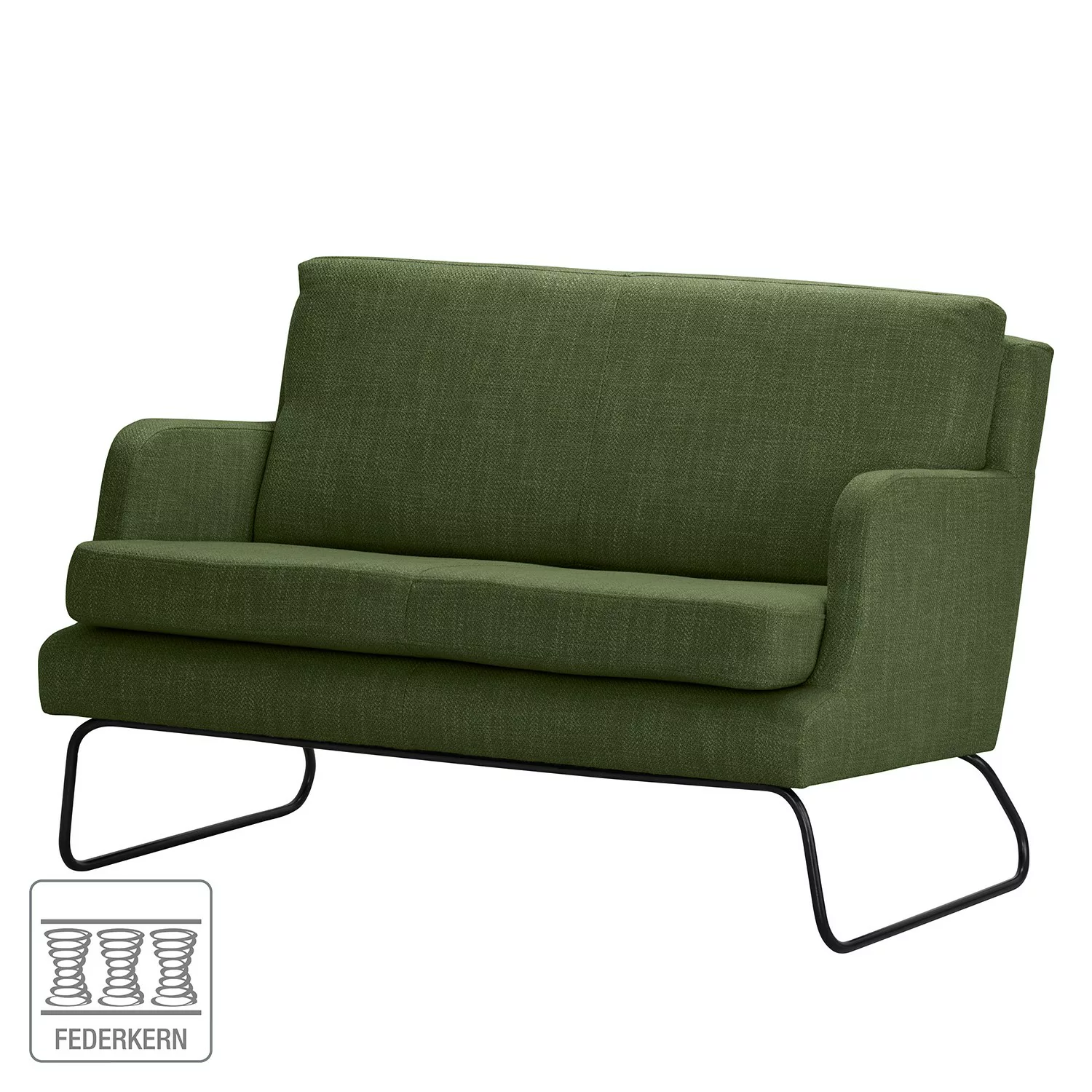 home24 Norrwood Sofa Kopu I 2-Sitzer Grün Webstoff 123x74x80 cm günstig online kaufen