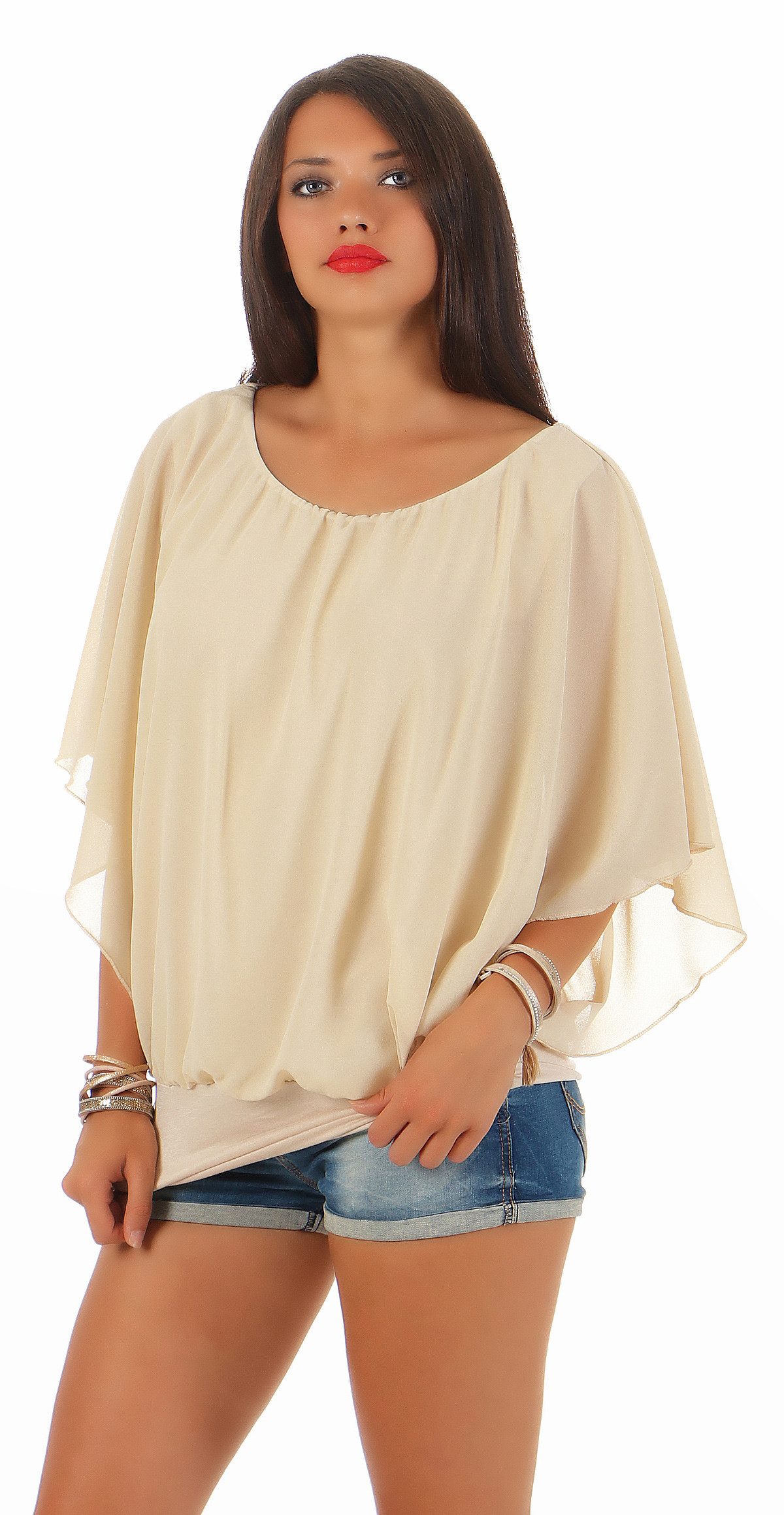CLEO STYLE Schlupfbluse Damen Chiffon Bluse günstig online kaufen