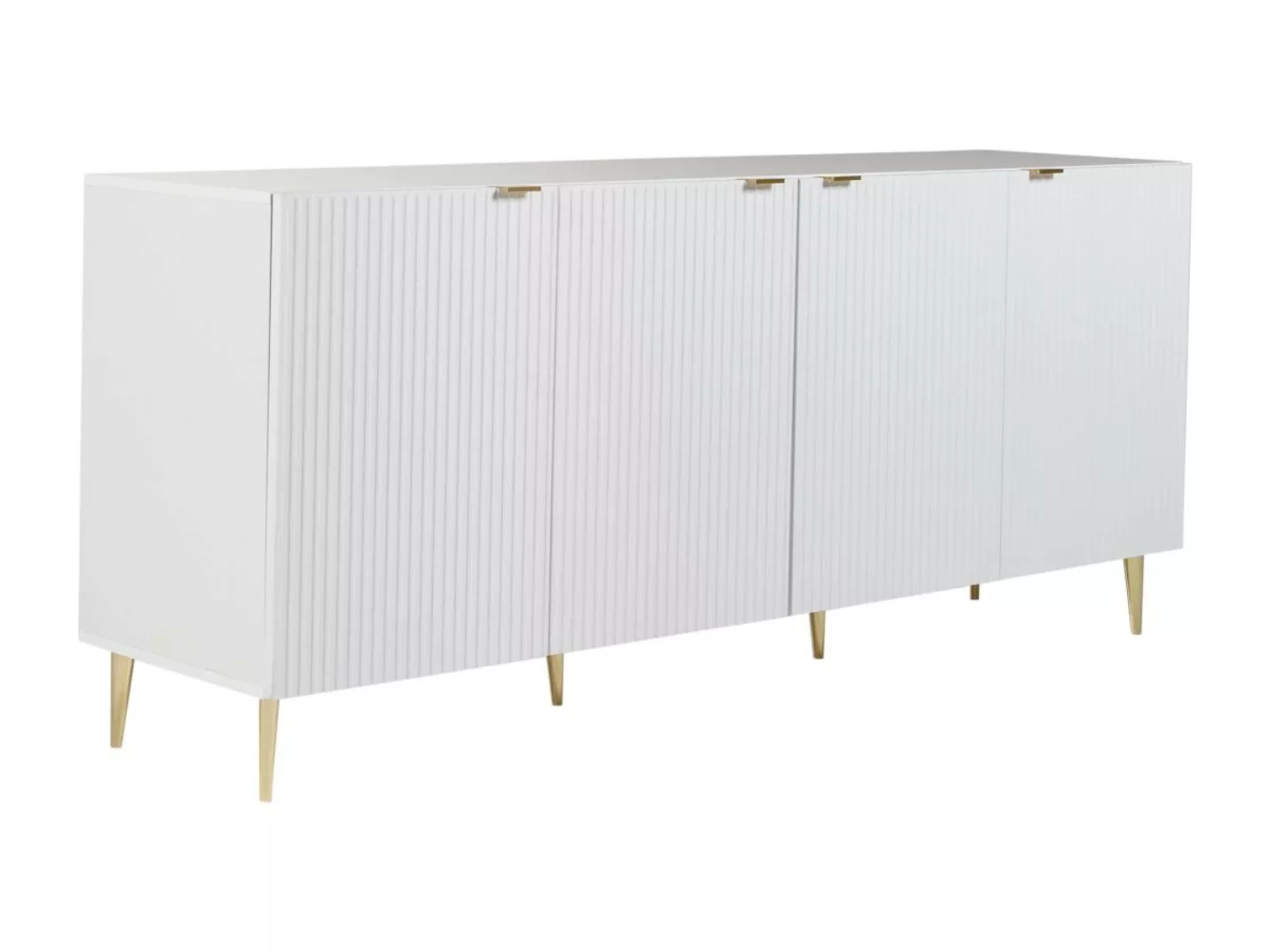 Sideboard mit 4 Türen - MDF & Stahl - Weiß & Goldfarben - YESINIA günstig online kaufen