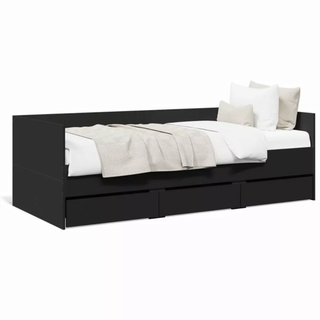 vidaXL Bett Tagesbett mit Schubladen Schwarz 75x190 cm Holzwerkstoff günstig online kaufen