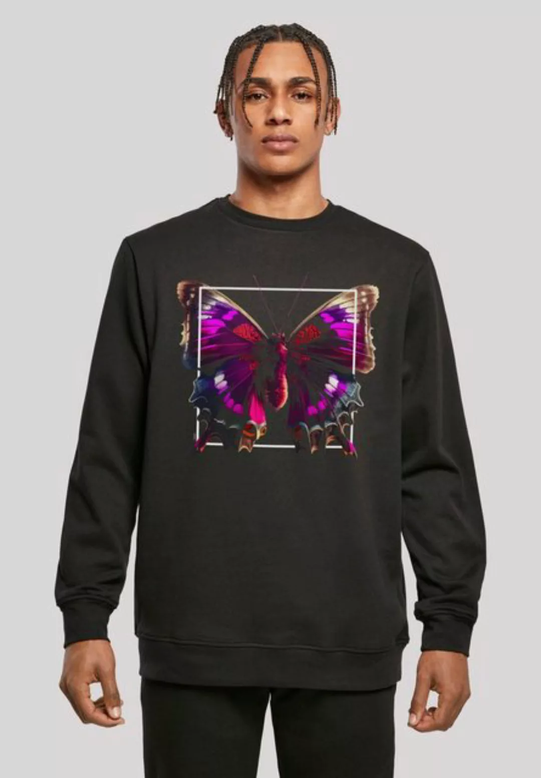 F4NT4STIC Kapuzenpullover Pink Schmetterling CREWNECK Print günstig online kaufen