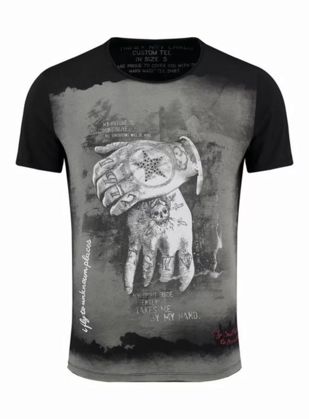 Key Largo T-Shirt T-Shirt Alive Tattoo Hand Print Motiv vintage Look MT0008 günstig online kaufen