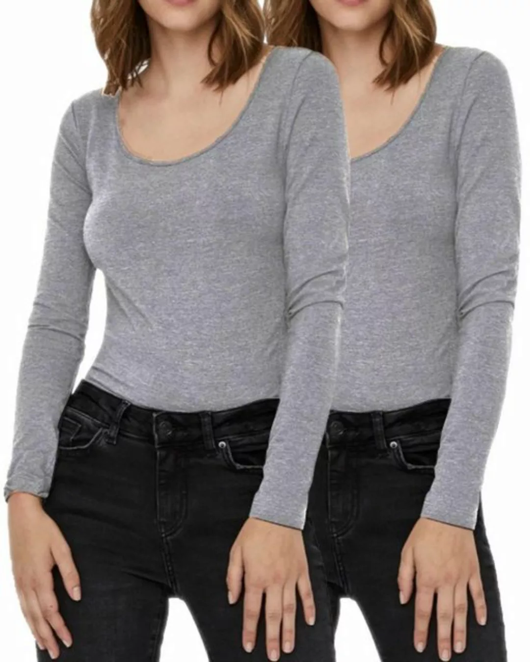 Vero Moda Langarmshirt stilvolle Longsleeves mit U-Neck Ausschnitt (2er-Pac günstig online kaufen