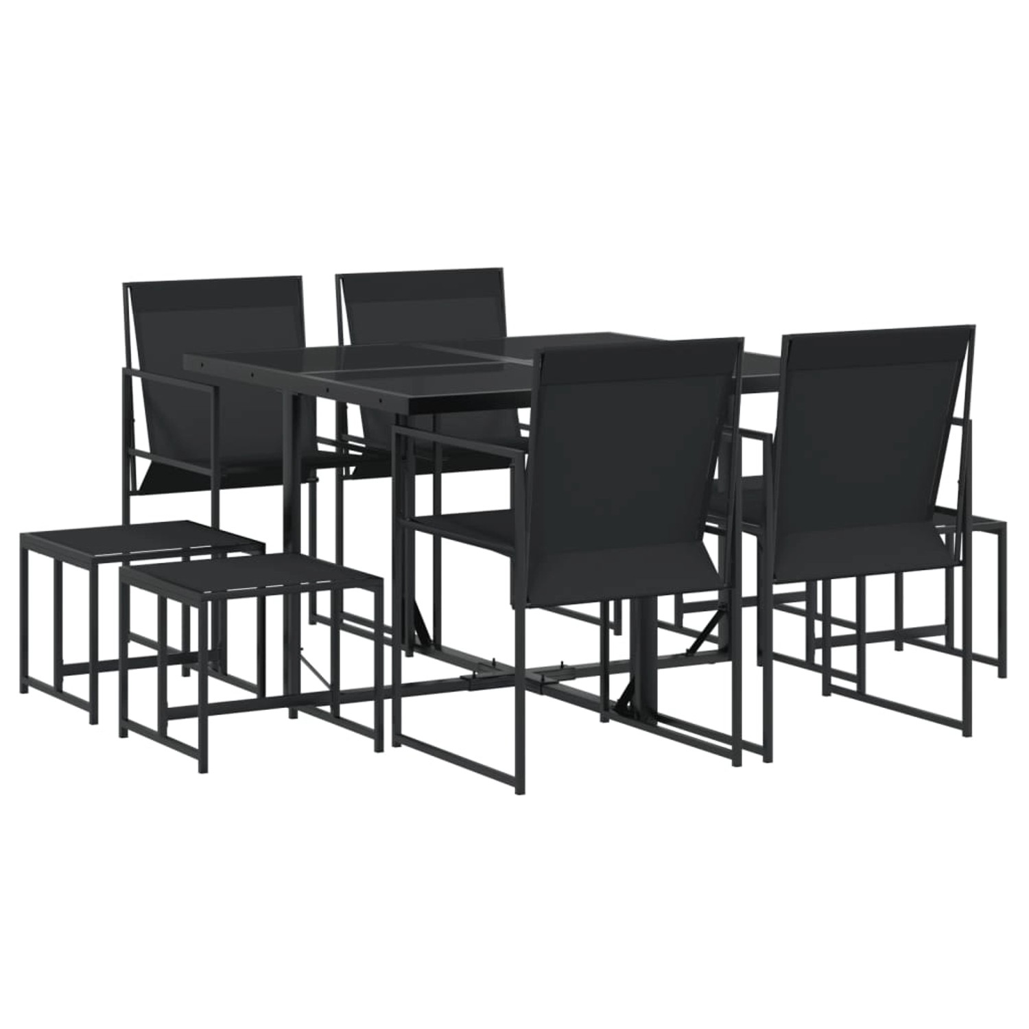 vidaXL 9-Tlg Garten-Essgruppe Schwarz Textilene 3295128 günstig online kaufen