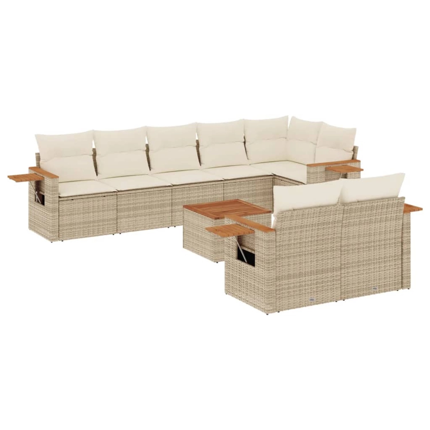 vidaXL 9-Tlg Garten-Sofagarnitur mit Kissen Beige Poly Rattan 3259398 günstig online kaufen