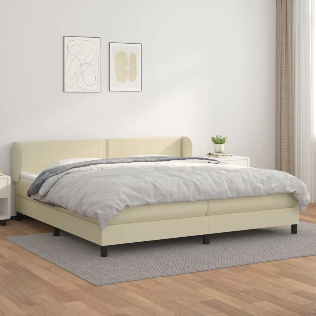 Vidaxl Boxspringbett Mit Matratze Creme 200x200 Cm Kunstleder günstig online kaufen