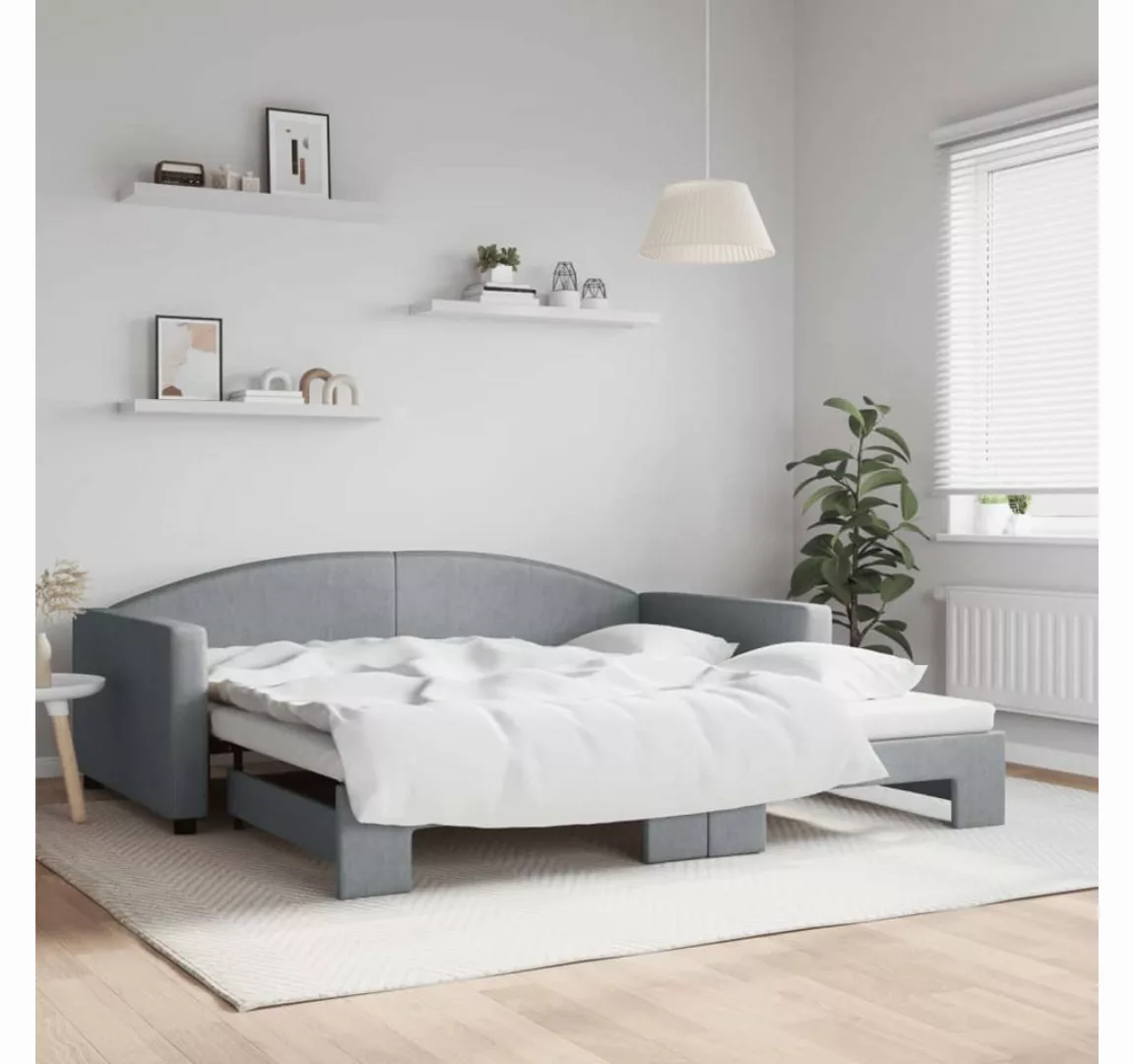 vidaXL Gästebett Gästebett Tagesbett Ausziehbar Hellgrau 100x200 cm Stoff B günstig online kaufen