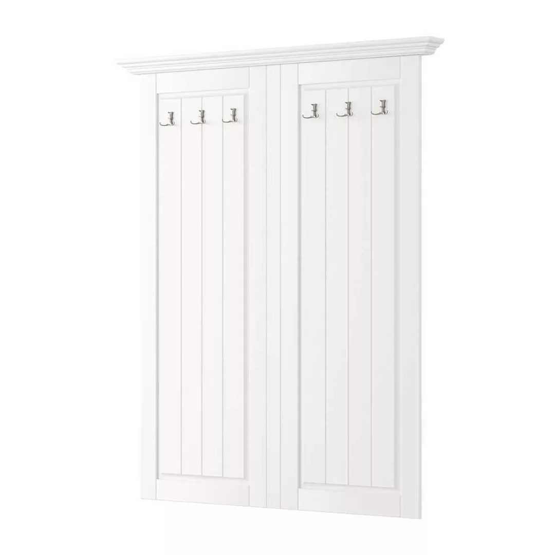Garderobe Paneel Massivholz weiss in Weiß 108 cm breit - 134 cm hoch günstig online kaufen