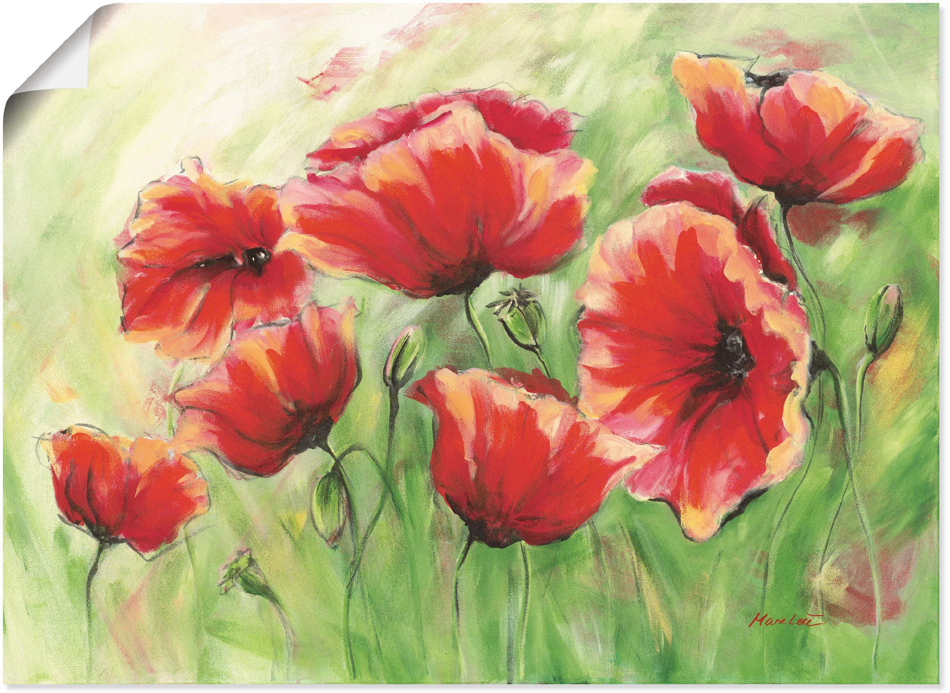 Artland Wandbild »Rote Mohnblumen II«, Blumen, (1 St.), als Leinwandbild, P günstig online kaufen