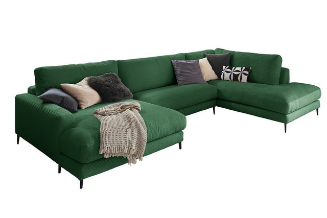 KAWOLA Wohnlandschaft CARA, Sofa U-Form Cord, Longchair rechts od. links, v günstig online kaufen