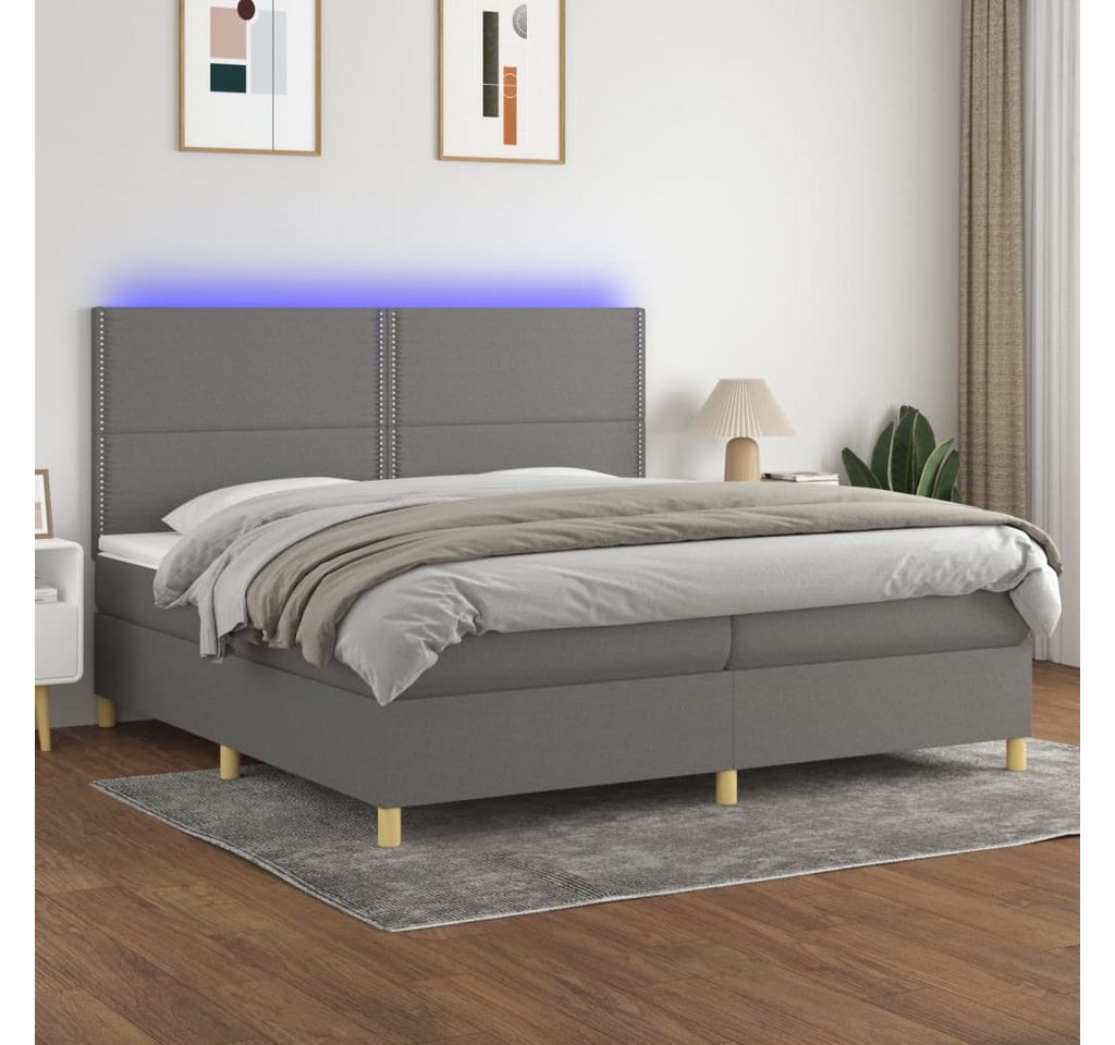 vidaXL Boxspringbett Boxspringbett mit Matratze LED Dunkelgrau 200x200 cm S günstig online kaufen