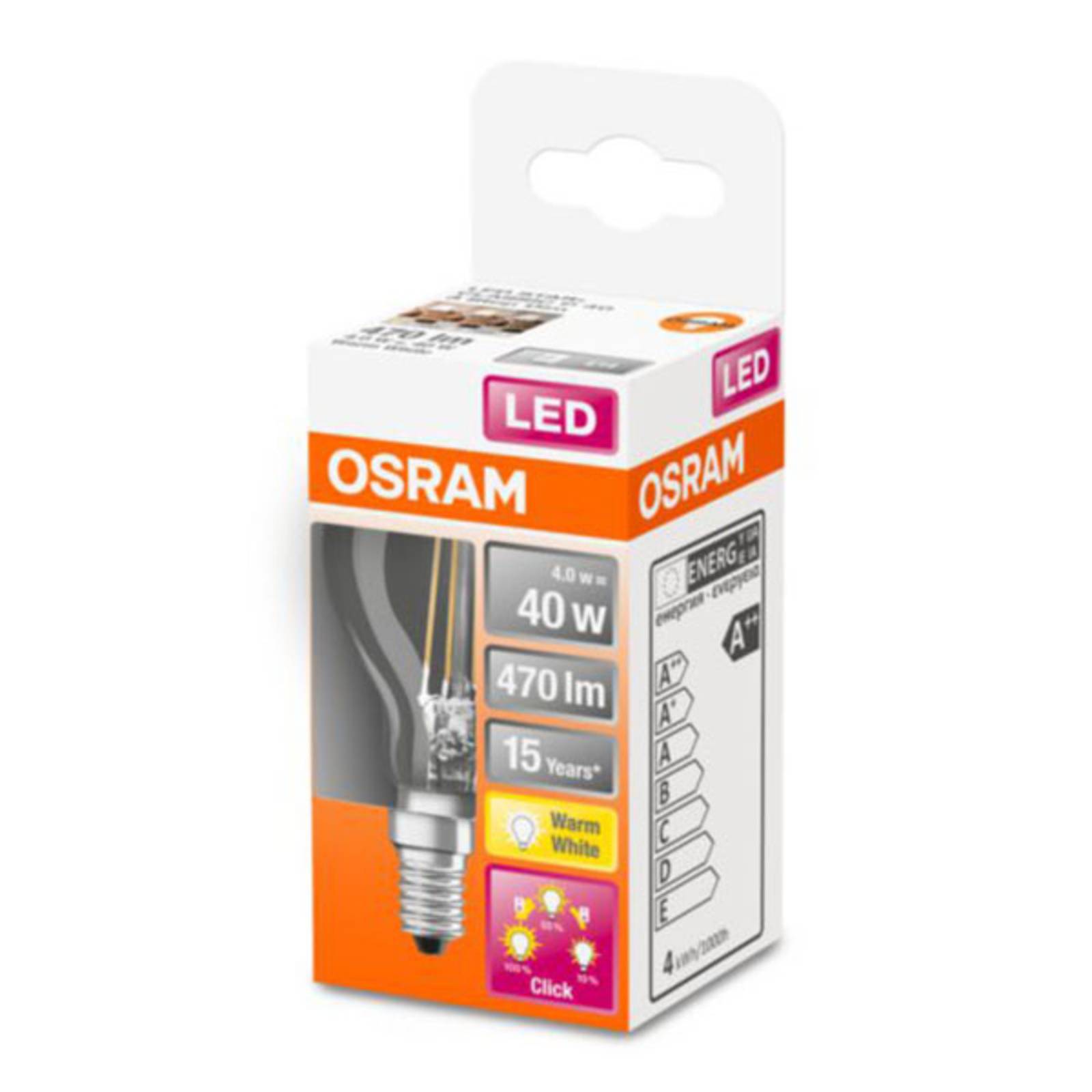 Osram LED-Leuchtmittel E14 Tropfenform 4 W Warmweiß 470 lm 7,7 x 4,5 cm (H günstig online kaufen