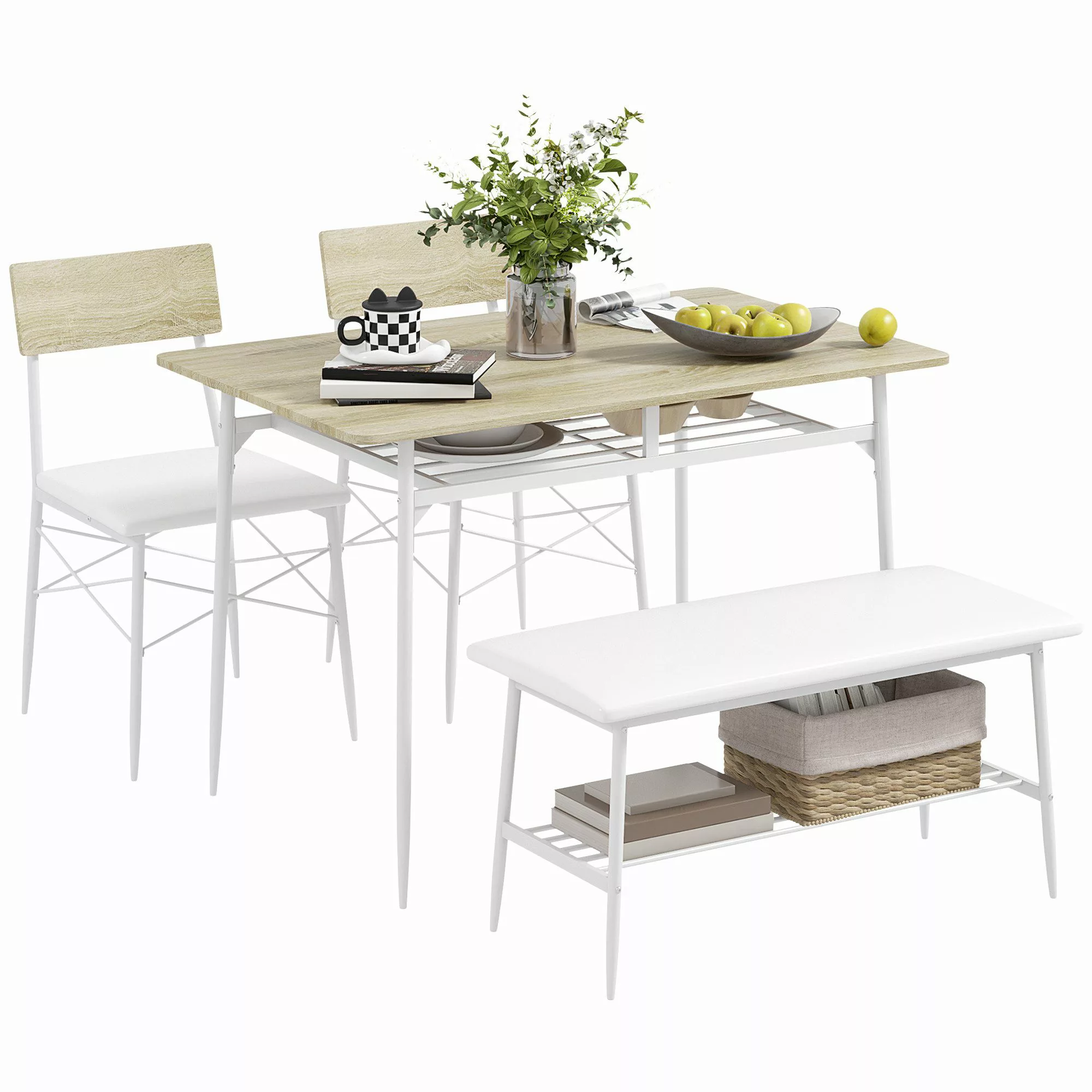 HOMCOM Essgruppe Esstisch mit 2 Stühlen, günstig online kaufen
