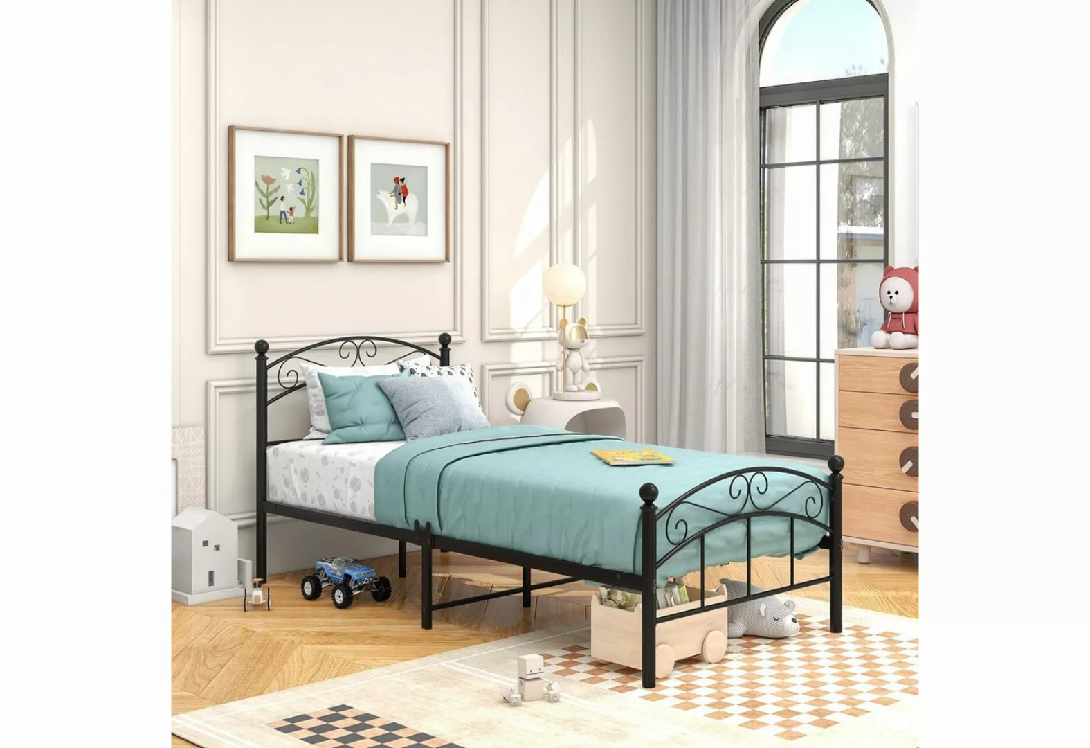 WISHDOR Metallbett Metallbett Einzelbett Bett mit Lattenrost ohne Matratze günstig online kaufen
