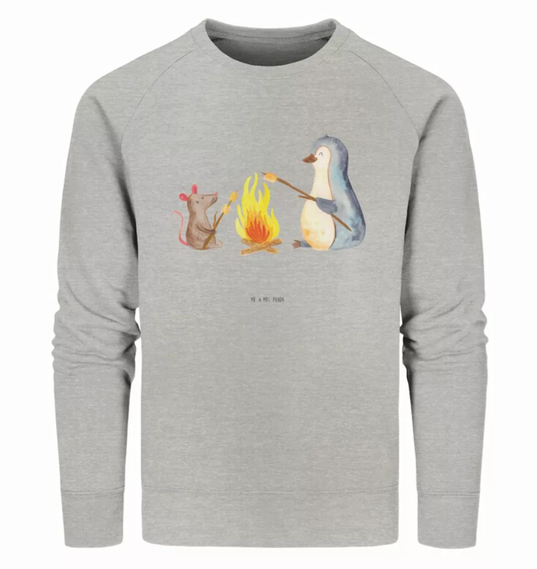 Mr. & Mrs. Panda Longpullover Größe L Pinguin Lagerfeuer - Heather Grey - G günstig online kaufen