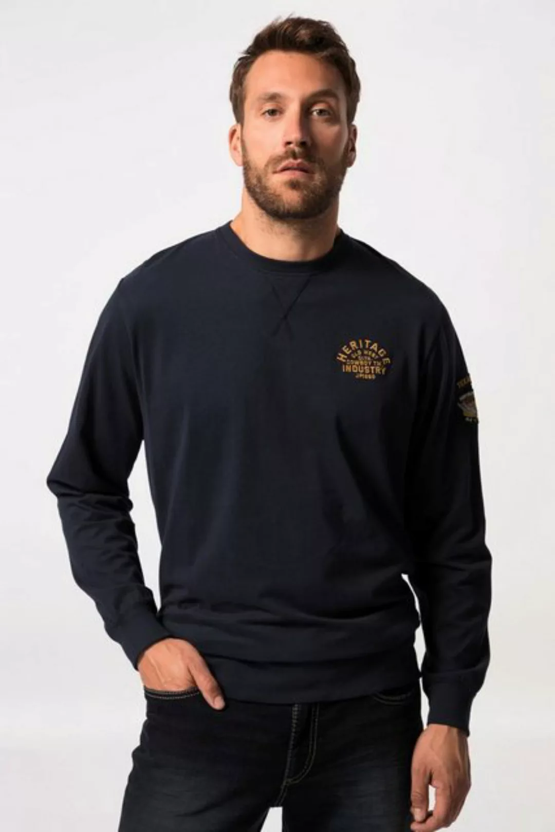 JP1880 T-Shirt Langarmshirt Bauchfit Rundhals bis 8 XL günstig online kaufen