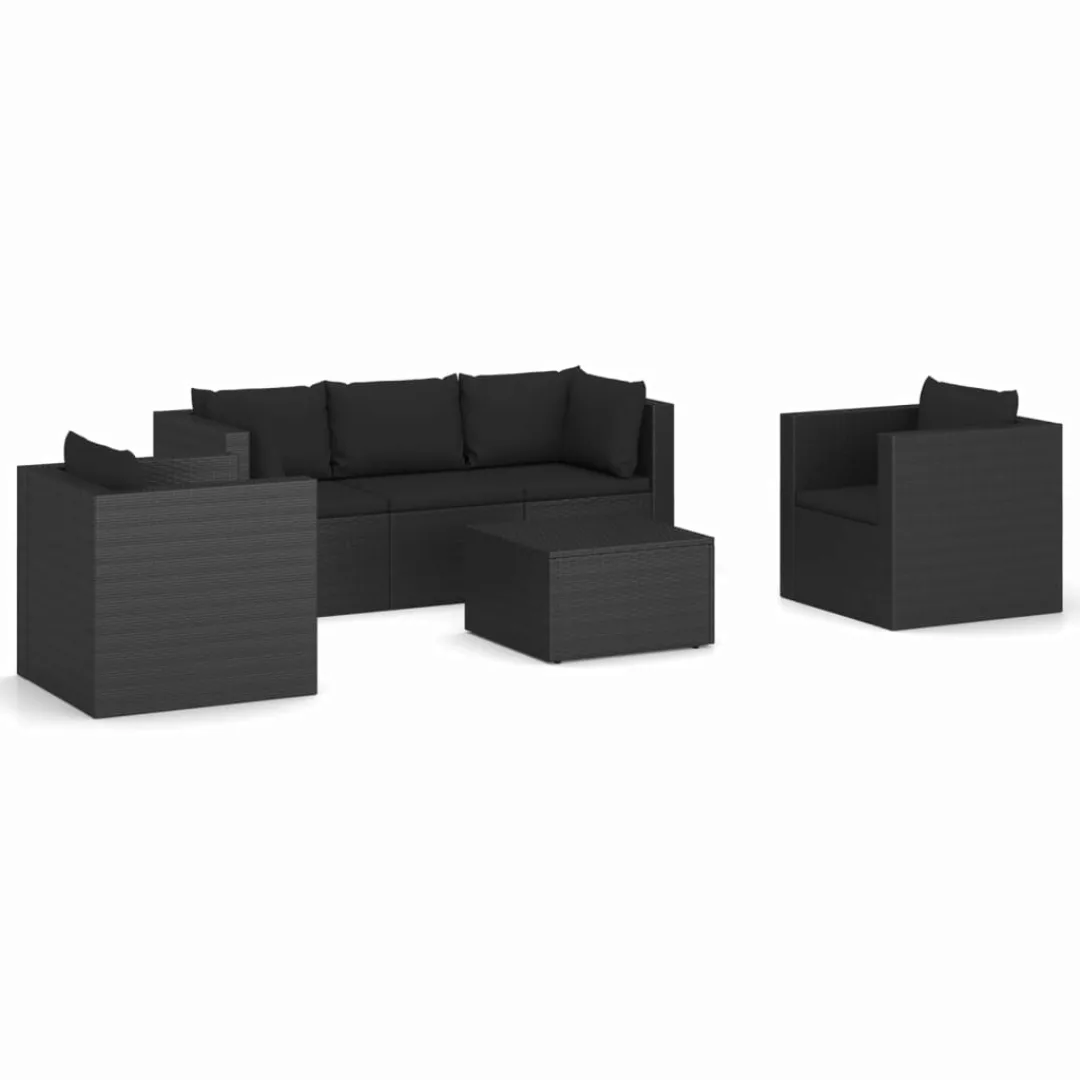 4-tlg. Garten-lounge-set Mit Kissen Poly Rattan Schwarz günstig online kaufen