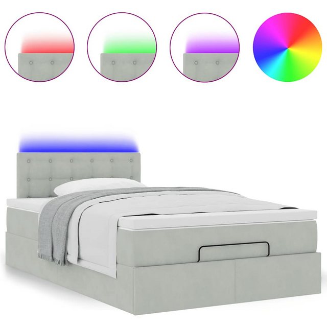 vidaXL Bett Ottoman-Bett mit Matratze & LEDs Hellgrau 120x190 cm Samt günstig online kaufen