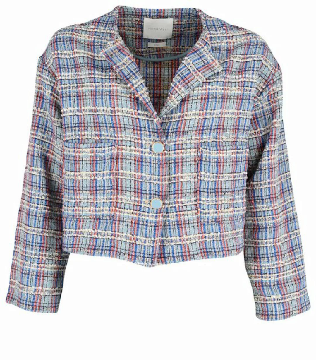 Rich & Royal Outdoorjacke Bouclé jacket with rounded neckline, cotton blue günstig online kaufen
