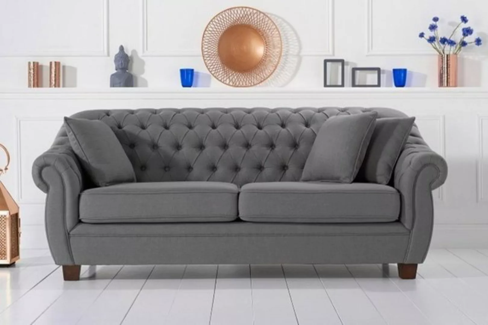 JVmoebel Sofa Grauer Chesterfield Dreisitzer luxus Polstermöbel Couch Desig günstig online kaufen