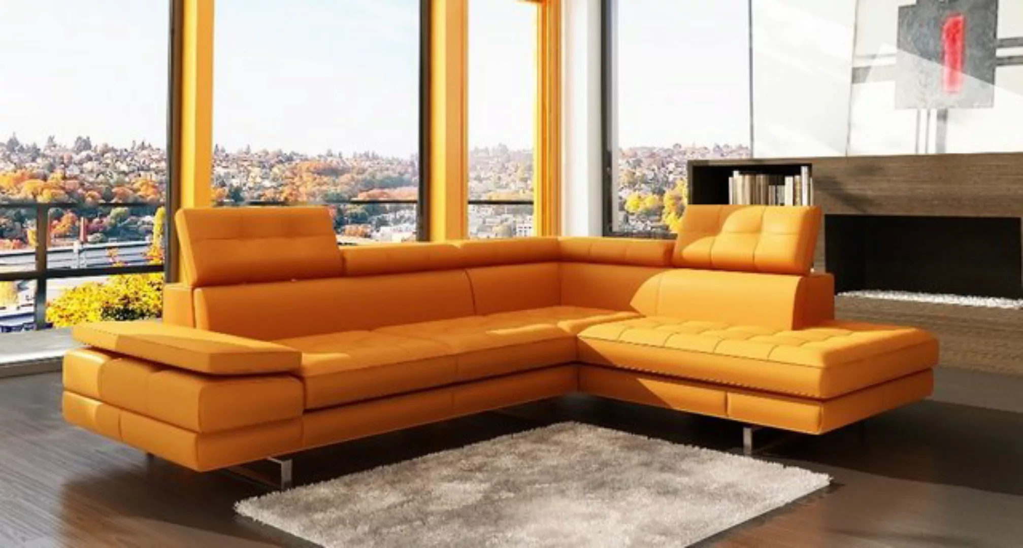 JVmoebel Ecksofa Designer Ledersofa Sofa Couch Polsterecke Wohnlandschaft S günstig online kaufen