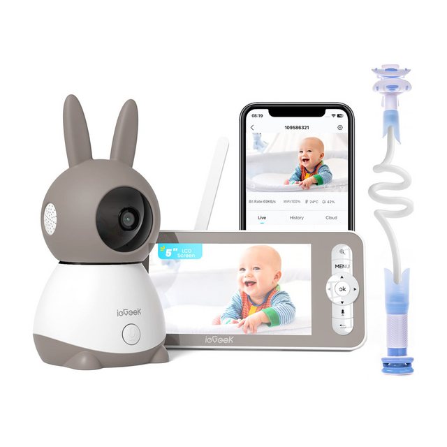 ieGeek Video-Babyphone Babyphone mit Kamera 2K/3MP, 5 Zoll WLAN Video babyf günstig online kaufen