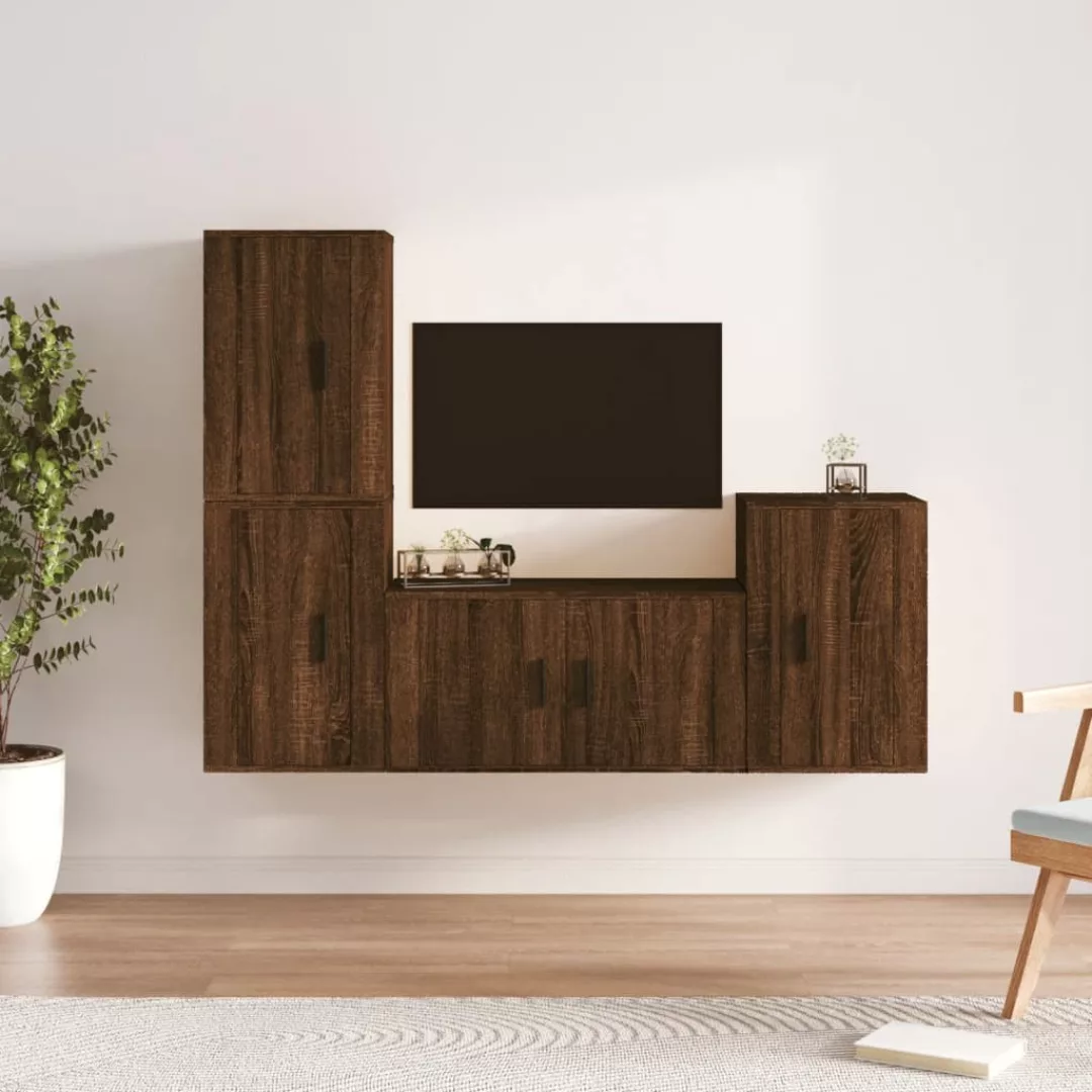 Vidaxl 4-tlg. Tv-schrank-set Braun Eichen-optik Holzwerkstoff günstig online kaufen