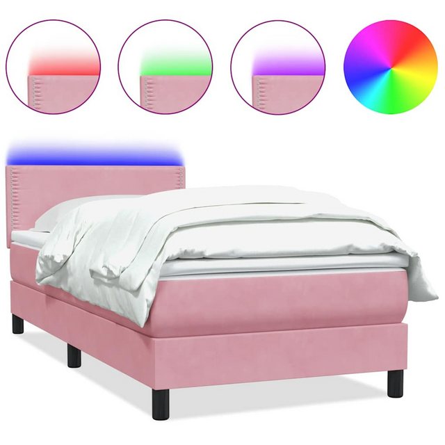 vidaXL Boxspringbett, Boxspringbett mit Matratze Rosa 80x210 cm Samt günstig online kaufen